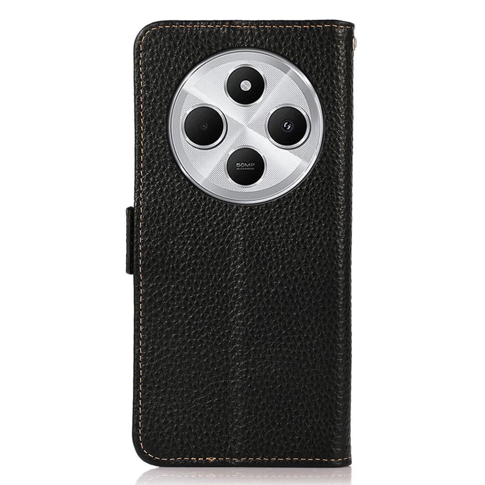 KHAZNEH For Xiaomi Poco C75 4G/Redmi 14R 5G/14C 4G Phone Case Genuine Cow Leather Cover RFID Blocking