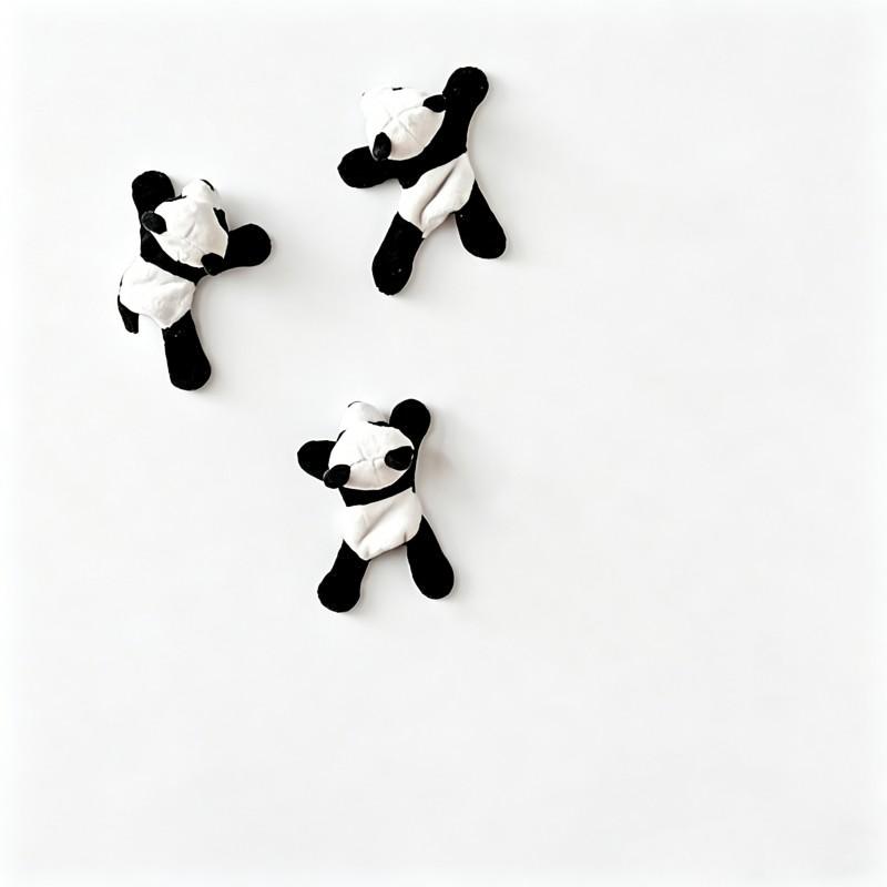 9pcs Stuffed Plush Panda Magnetic Toy Decorating Refrigerator Magnet for Home Beauty Decoration