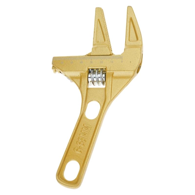 

Adjustable Aluminum Alloy Wrench with Short Handle 6 to 68mm Wide Opening Jaws Spanner Nut Tool for Bathroom Washbasin золотой