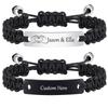 Vnox Gepersonaliseerd Valentijnsdag Cadeau voor Koppels, Verstelbare Gevlochten Geweven Touw Armbanden, Liefdes Belofte Armbanden voor Vrouw Haar