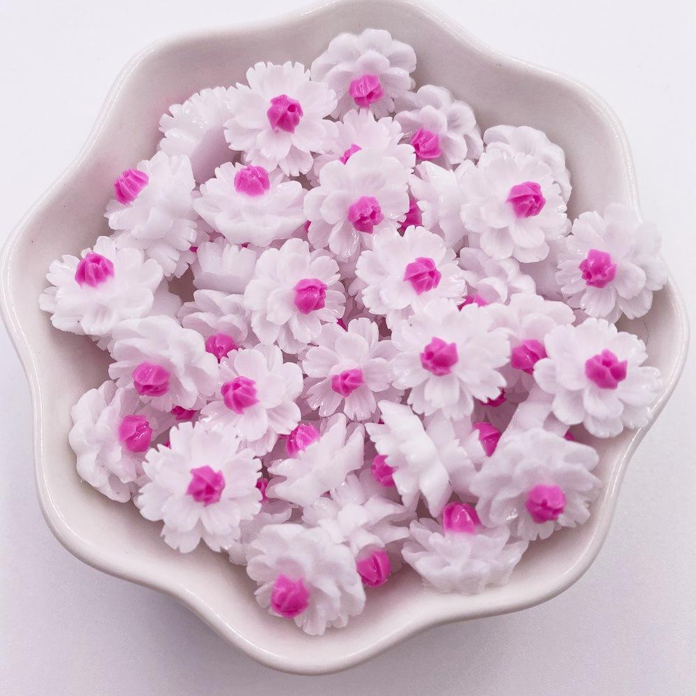 60PCS Resin 12mm 3D Colorful Flower Flatback Stone Rhinestone