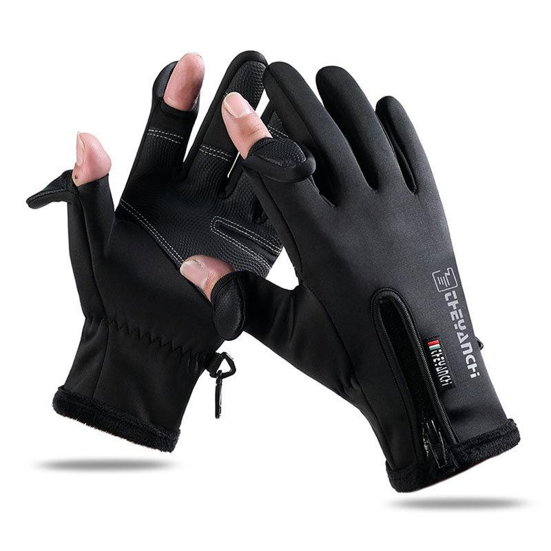 Men's Windproof Waterproof Touchscreen Winter Sports Gloves - Fingerless for Fishing & Cycling