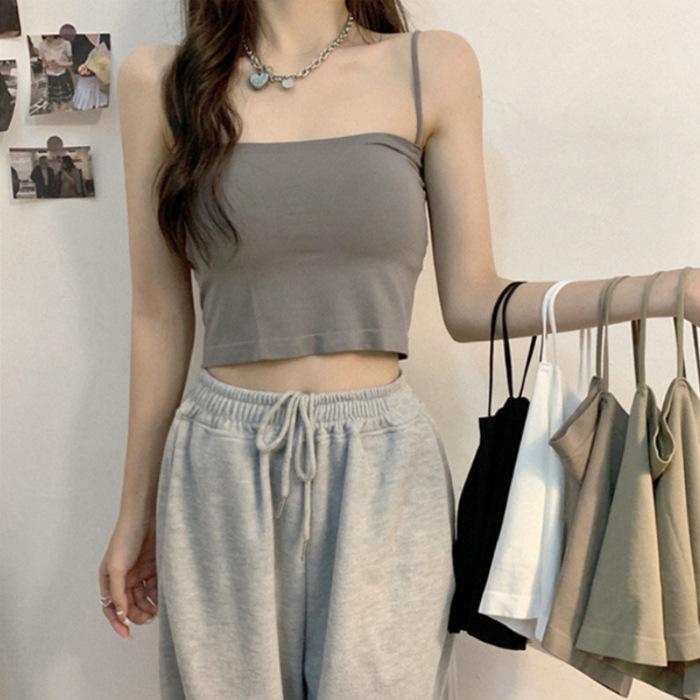 Summer 1806 Women's Solid Color Camisole Vest with Chest Pads - Beautiful Back Bandeau Top