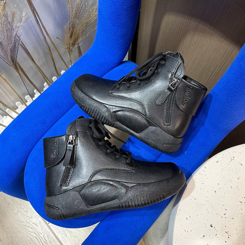 Бархатные высокие кожаные туфли женские новые осенне-зимние недорогие маленькие белые — фото 4