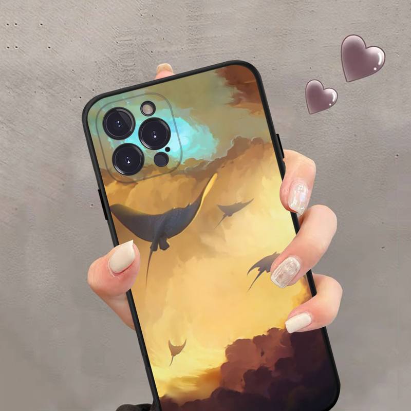 Manta Ray Phone Case Silicone Soft For Iphone 14 13 12 11 Pro Mini XS MAX 8 7 6 Plus X 2020 XR Shell