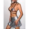 Outfitgirl Sling Rhinestone Mesh Shoelace Tops Party Music Festival Matching Sexy Mesh Camisole Vest