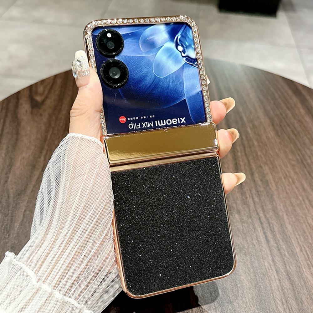 For Xiaomi Mix Flip 5G Case Hinge Protection Rhinestone Glitter PC Phone Cover