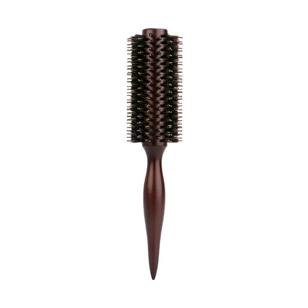 1PC Porcine Bristle Solid Wood Curly Hair Comb Square Handle Roller Comb Flat Rolling Hair Root Fluffy Comb Hairbrush