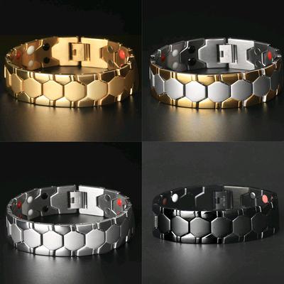 Fashion Room Bracciale Magnetico Rimuovibile a Doppia Fila Dorato Uomo Dominante Spesso Personalizzato Bracciale Magnetico Energetico
