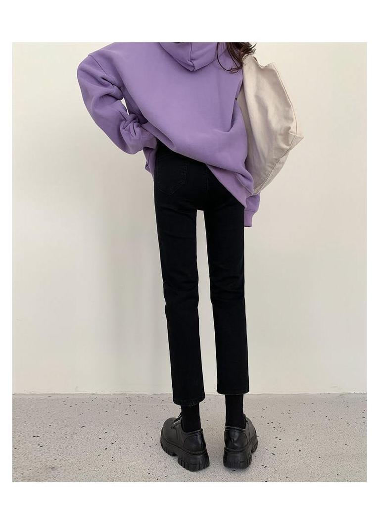 2025 Women's High-Waisted Straight-Leg Jeans, Versatile Korean Style, Loose & Slimming Nine-Point Fit for Spring & Fall