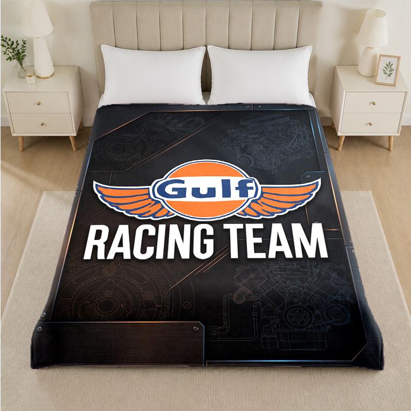 Gulf Print Flannel Blanket Cozy Lightweight Plush Throw Blanket For Bed Sofa Household Use