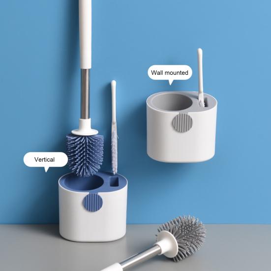 1 Set Toilet Brush Easy To Use with Base Universal Extended Grip Wall-mounted Cleaning Brush for Home