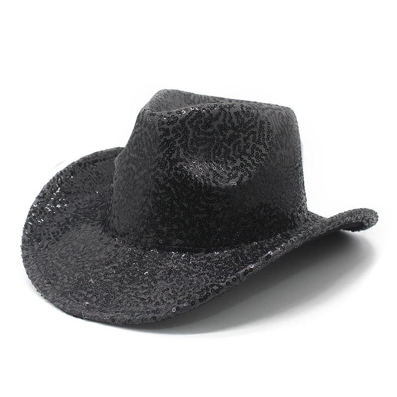 Party Gala Ball Show Cowboy Hat Festival Hat Wool Sequins Cool Jazz Top Hat