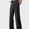 Men's Spring Japanese-Style Black Wide-Leg Trousers - Light Luxury Drape, Loose Fit, Straight-Cut.
