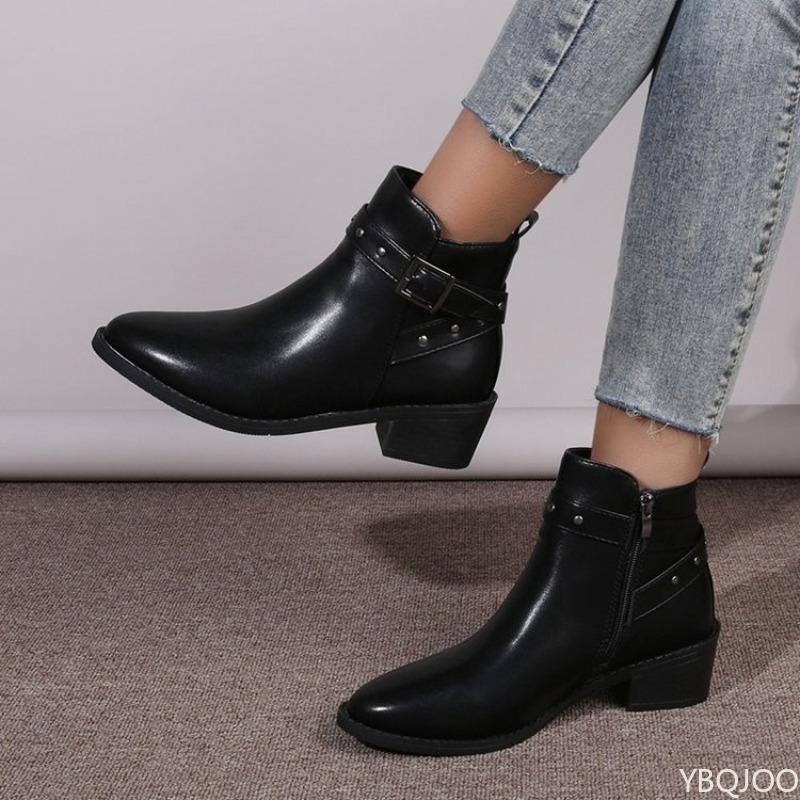 Fashionable Versatile Autumn Winter New Style Thick Heel Pointed Toe Women'S Boots Elegant Simple Women Shoes Short Boots
