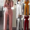 Women Knitting 2pcs Women Fashion Long Sleeve Slim Knitting Tops + Straight Pants Sets Plus Size