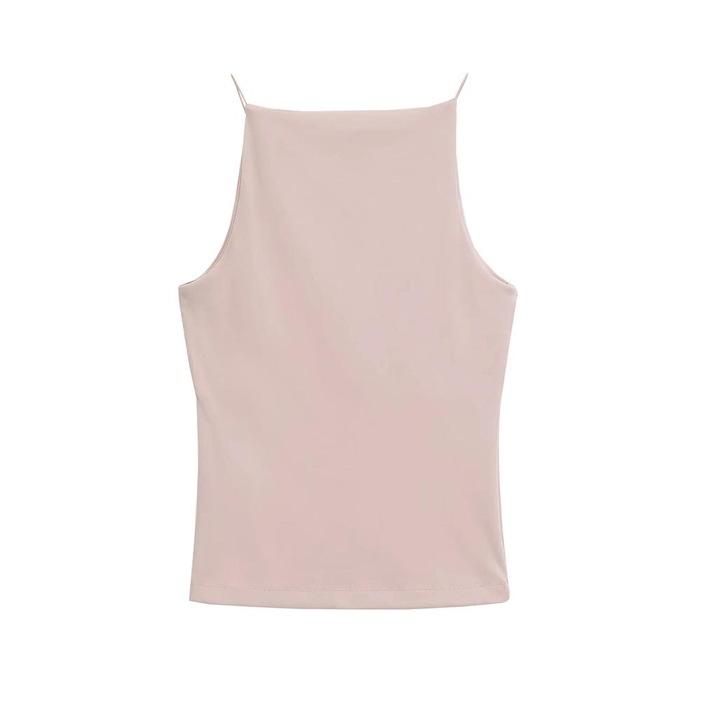 Damen Neckholder Tanktops Ärmellose Weste Dünne Träger Damen Camisole Einfarbig Mode