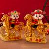 Chinese Style God of Fortune Sculpture Auto Shaking Solar Powered God of Wealth Car Ornament Zodiac Horse Cute Appearance