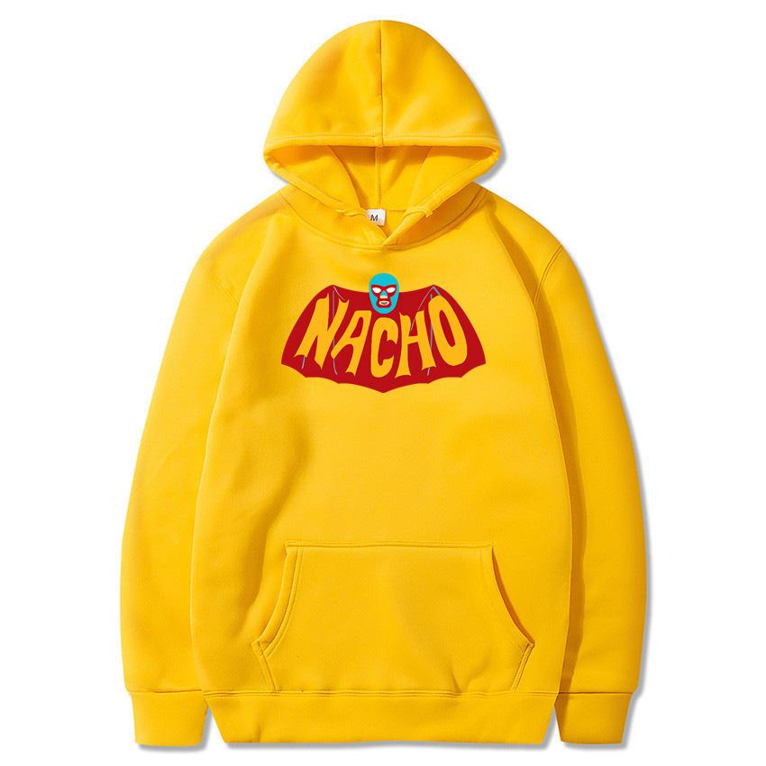 New autumn and winter Nacho printed hoodie classic style daily casual fashion pullover solid color fleece warm hoodie