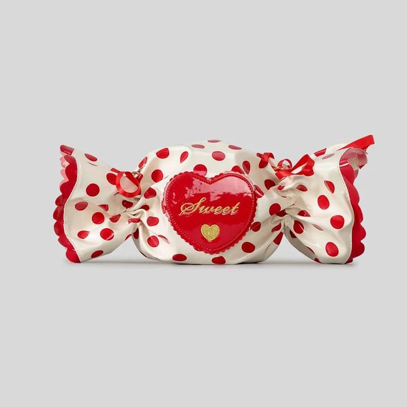 

Cute Candy Design Crossbody Bag for Women Creative Funny Shoulder Bags Colorful Pvc Bag for Girls Harajuku Love Hearts Purses