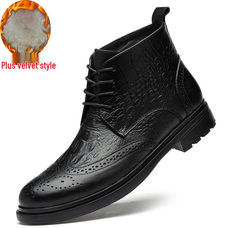 Plus Size Men's British Style Genuine Leather Chelsea Ankle Boots