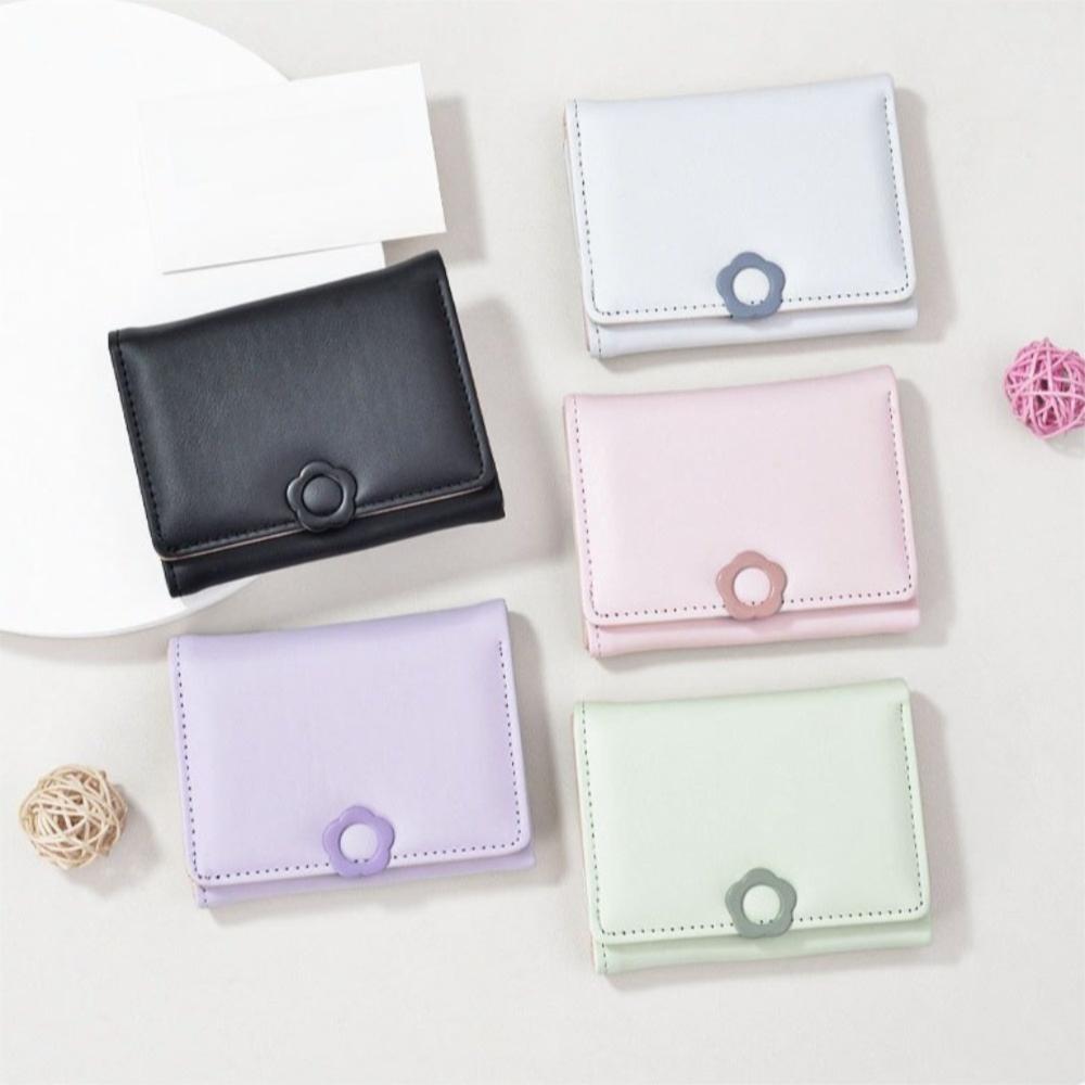 Multi-card Folding Purse Pu Leather Card Holder Portable Tri-Fold Wallet  Ladies