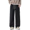 Pure cotton casual pants men's autumn new retro trendy brand loose wide-leg drape straight elastic waist trousers