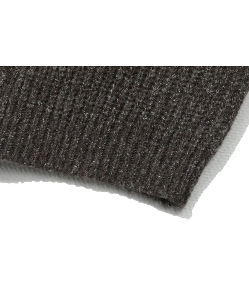BASEMOMENT Asymmetric High-Neck Zip-Up Knit Melange Brown
