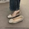 New Fall Grey Square Head Thick Heel Women's Shoes Buckle Single Shoes Wedding Shoes Commuter Size Large Small Medium Low Heel