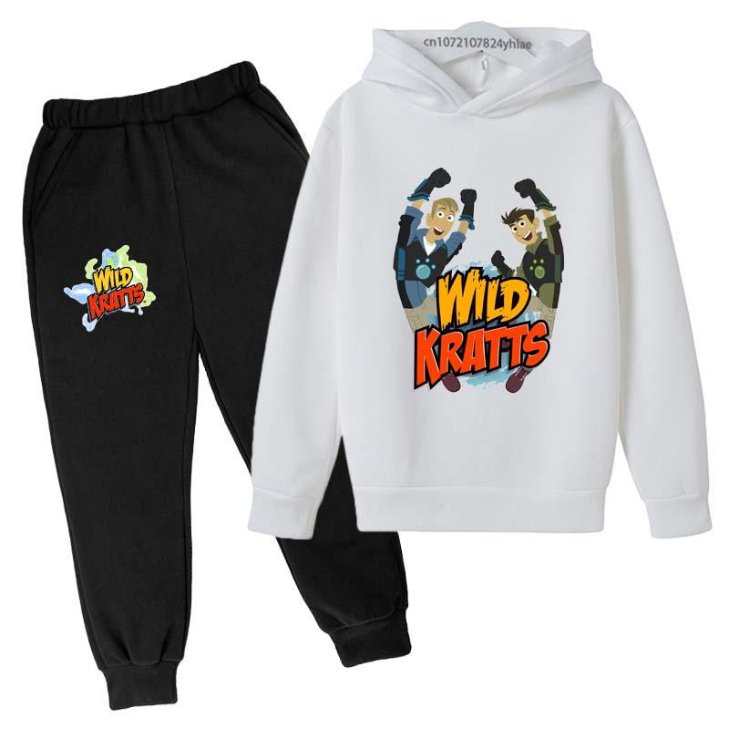 

Wild Kratts Kids Spring Autumn Cartoon Print 2pcs Hoodie Pants Tracksuits 2-13 Years Boys Girls Casual Outfits Children Clothes 100