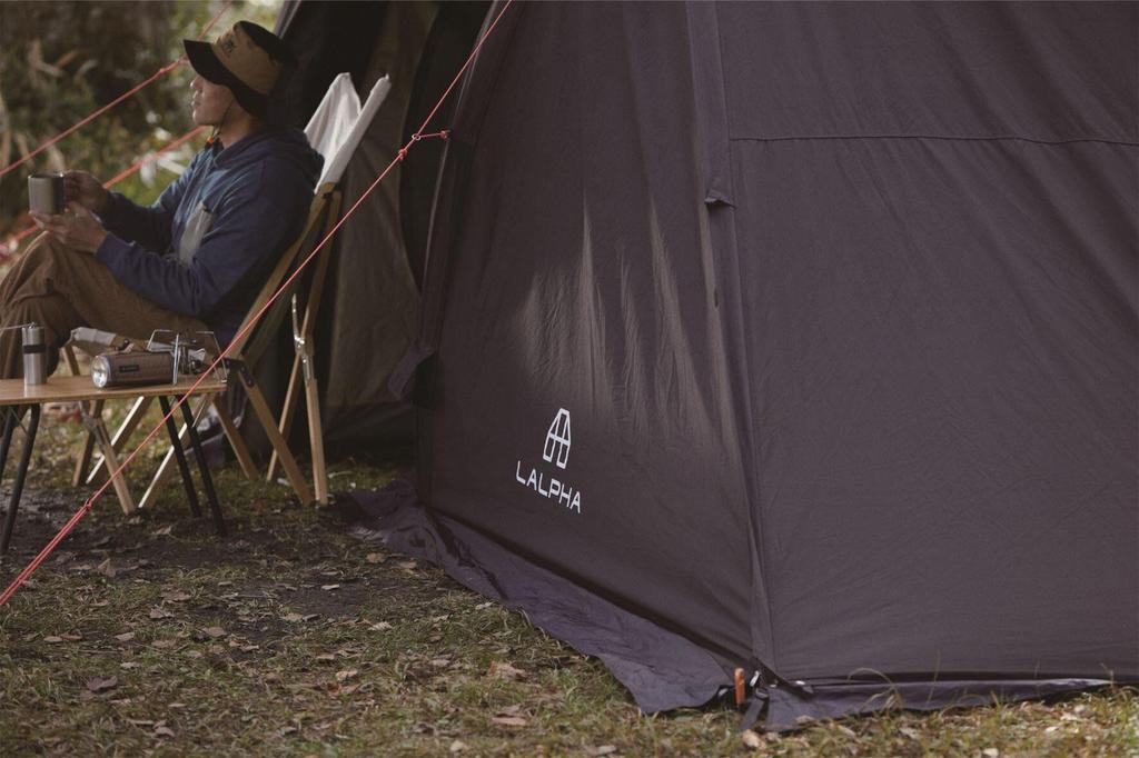 LALPHA Geoair TC BK Luftrahmenzelt für Personen Ganzjahres-Polycotton-TC-Material mit Schürze Ausgestattet Schwarz Camping 3-4 TP-300BK