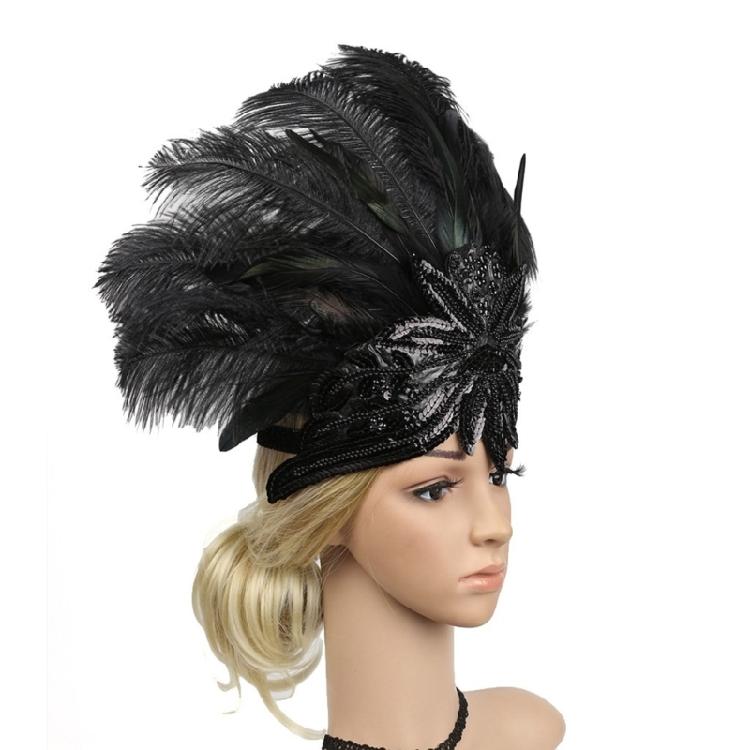 Feather Flapper Headband Masquerade Headpiece Mardi Gras Art Hair Accessories