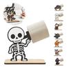 Spooky Bathroom Tissue Storage 2Pcs Halloween Paper Towel Holder, Cartoon Animal Tabletop Roll Dispenser, Wooden Desktop Dispenser Stand for
