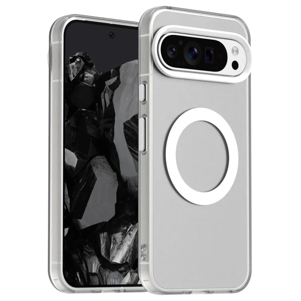 For Google Pixel 9 Pro XL 9A 8A  Matte Candy Color Clear Magnetic Cover For Google Pixel 8 Pro  For Magsafe Wireless Charge Case