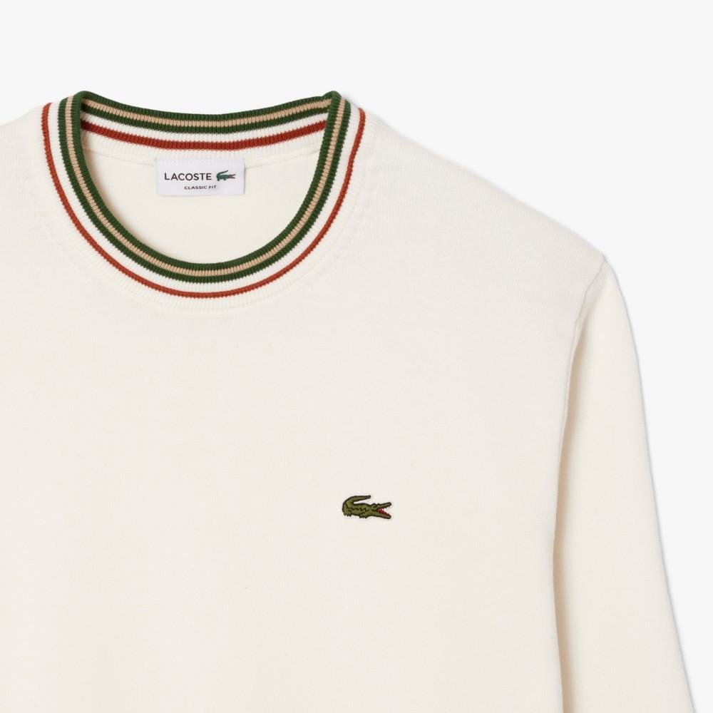 [Lacoste] Men's Tipped Cotton Crewneck Sweater AH5158-55NX0N