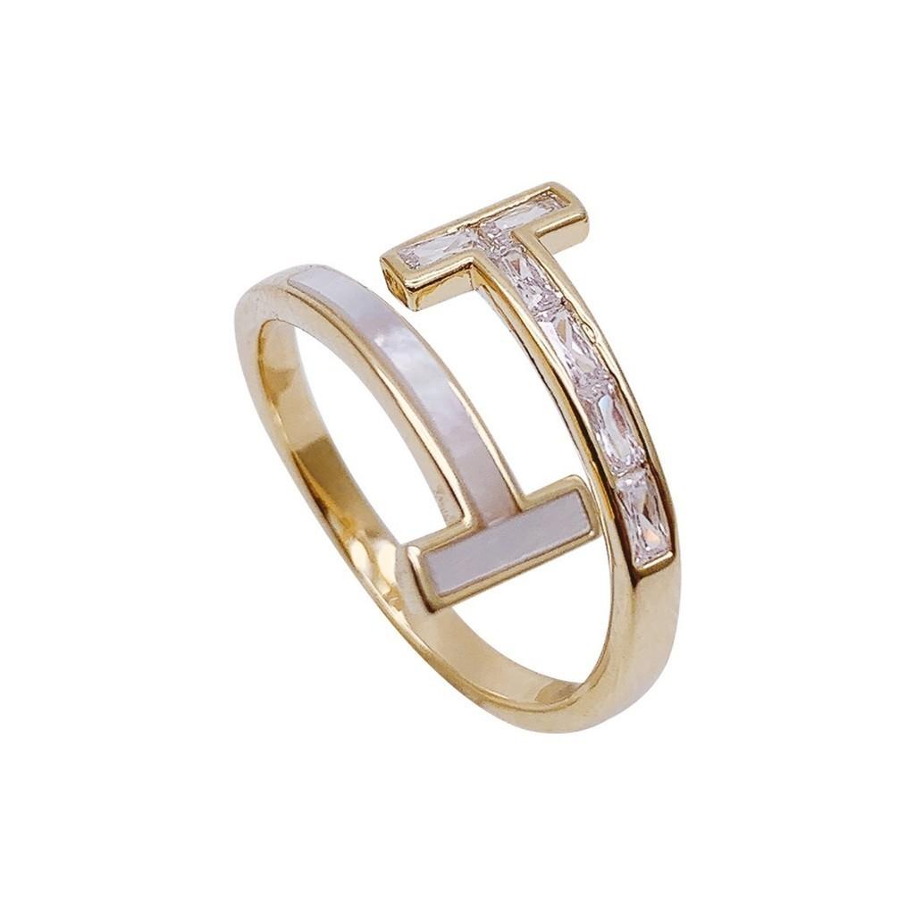 Open Trendy Adjustable Ring With Stunning Shell Inlay And Water Embellishments Diamond