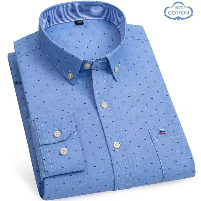 100% Reine Baumwolle Oxford Hemden für Herren Langarm Kariertes Hemd Gestreiftes Männliches Business Karriertes Rotes Hemd Herren Designer Kleidung 7XL