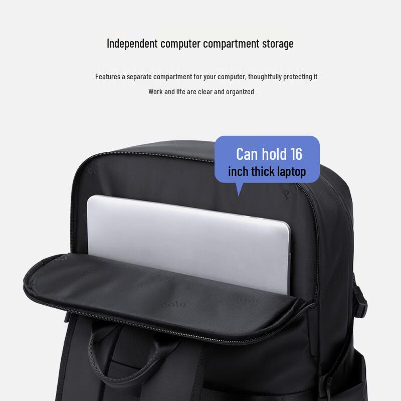 POLO Herren Rucksack für Business-Laptop mit großem Fassungsvermögen