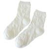 JK Girl Ruffle Lace Trim Cotton Ankle Socks Jacquard Knit Frilly Socks for Women