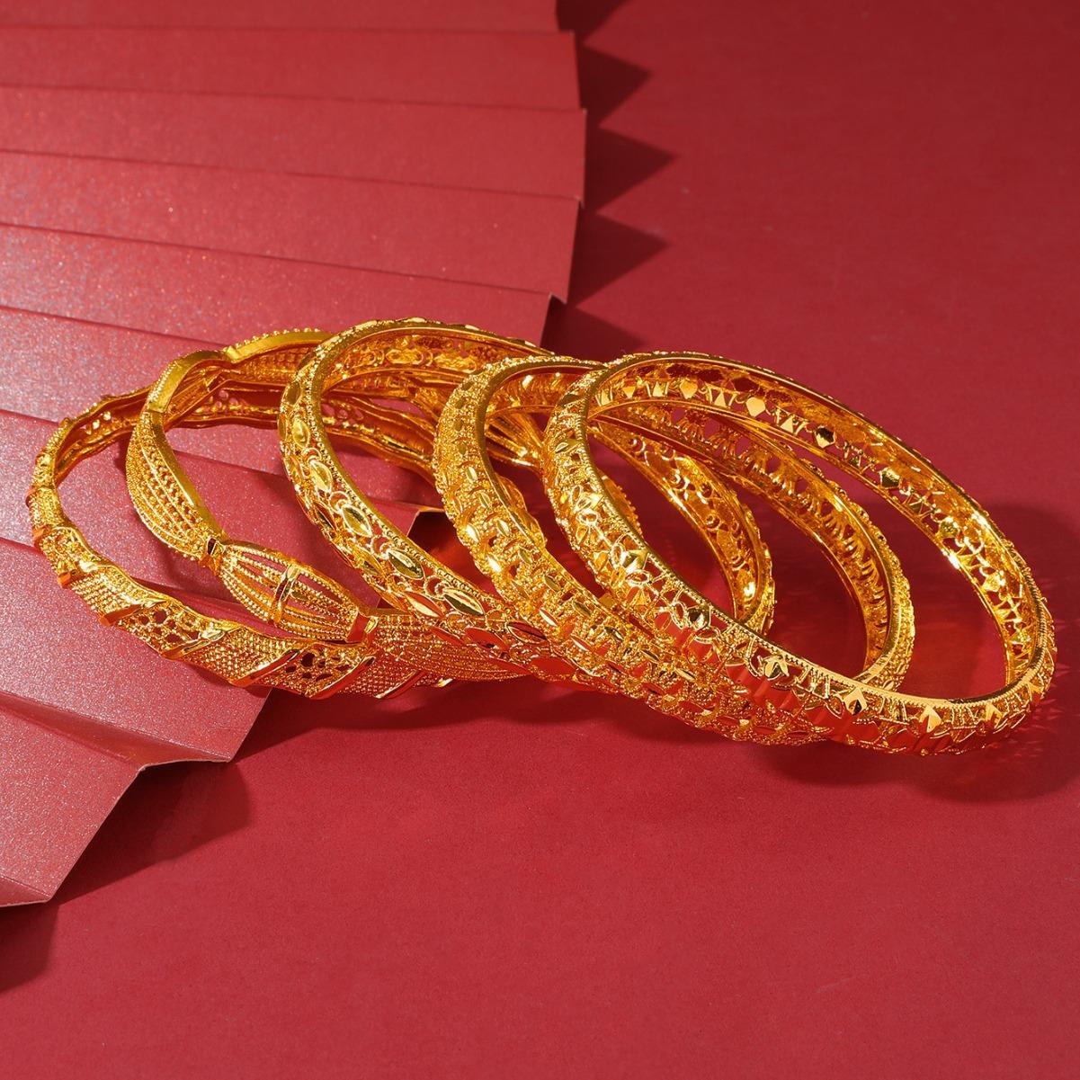 Dubai Gold Bangle No Tarnish Big Wide Gold Bangle African Trendy No Rust Costume Bracelet Jewelry 20.5cm&no fade