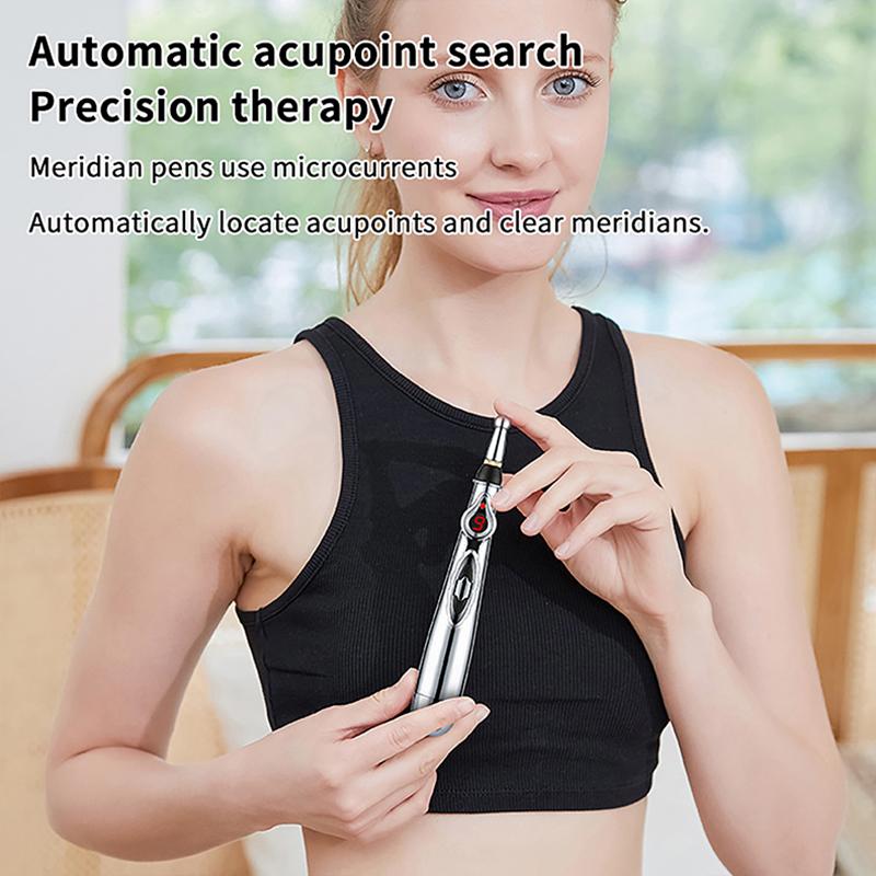 Electric Massage Pen Adjustable For Body Back Hand Massage Press And Relax Muscles, Charge Powered Silver