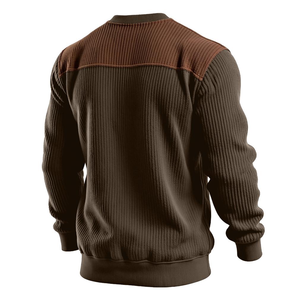 Men's Colorblock Round Neck Long Sleeve Tops Men's Sports Large Size Casual Round Neck Tops