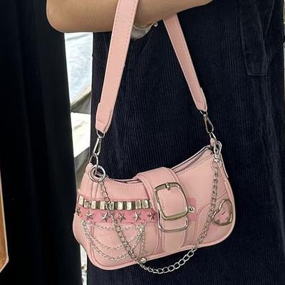 Modische Süße Coole Mädchen Ketten-Schultertasche Halbmond-Achselhöhlen-Crossbody-Handtasche Aktentasche