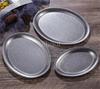 Retro old style classical stainless steel plate tableware snowflake gray style oval fish flat plate barbecue hot pot coffee tray