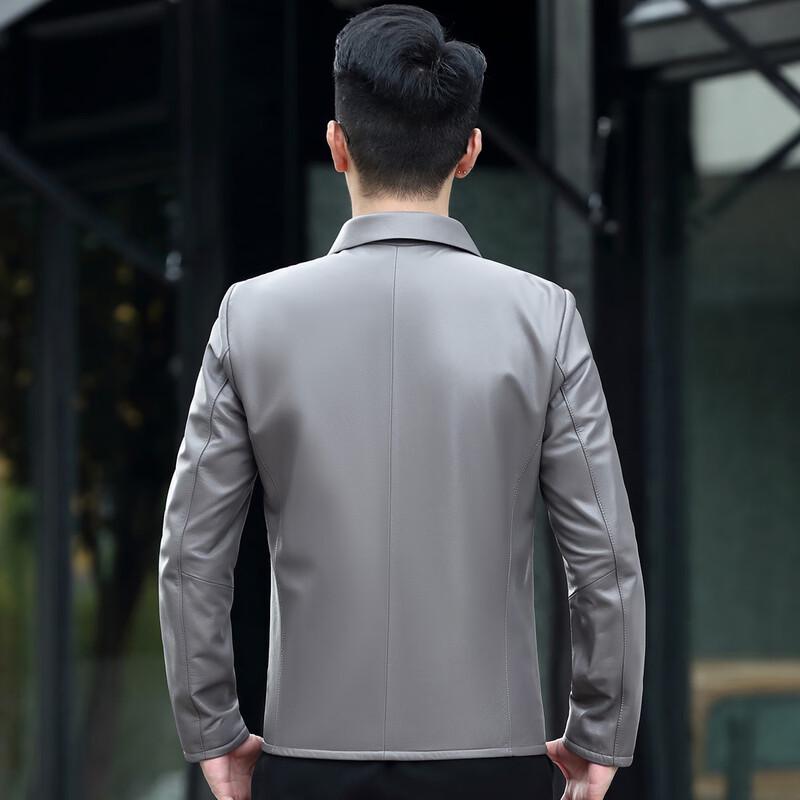 Futing Men's Calfskin Turn-down Collar Leather Jacket
