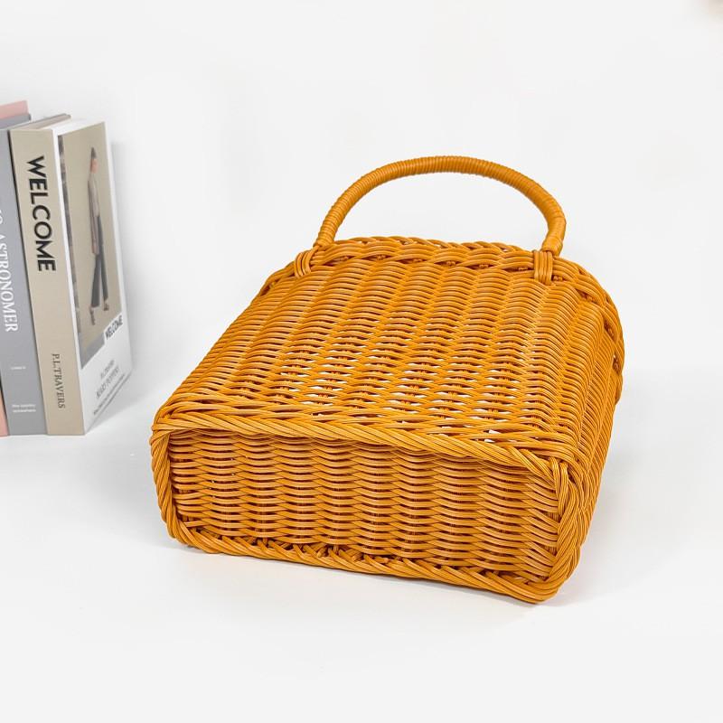 Sturdy Metal Frame Storage Basket Picnic Grocery Snacking Fruit Vegetable Craft Home Organization