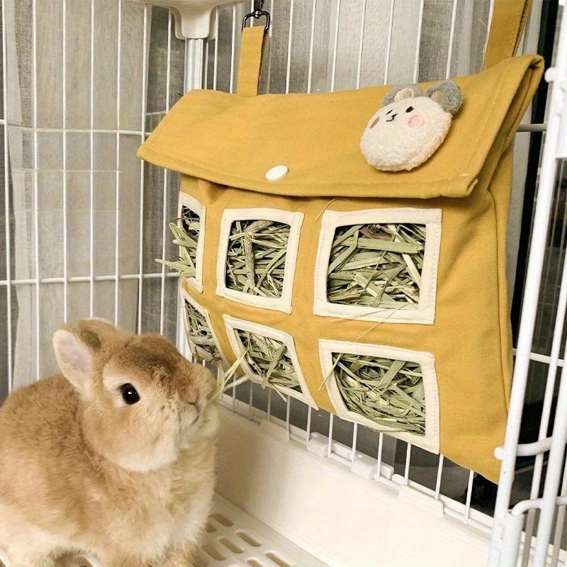 1pc Pet Linen Bag Rabbit Hay Bag Feeding Bag Chinchilla Guinea Pig Hanging Feed Bag Suitable for Gifts for Friends and Family