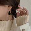 Korean Asymmetric Hollow Black Heart Dangle Earrings For Women Temperament Exaggerated Love Heart Drop Earrings Wedding Jewelry