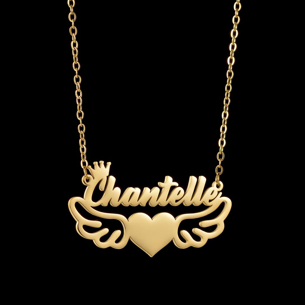 Atoztide Custom Name Necklace for Women Bottom Heart Crown Stainless Steel Jewelry Choker Chain Personalized Birthday Gift