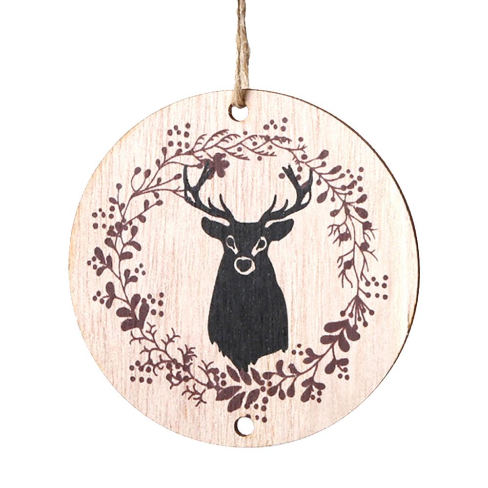 Elk Christmas Ornaments Funny Pendant Christmas Ornaments Car Ornament Wooden Home Decor Farmhouse Decoration Holiday Pendant